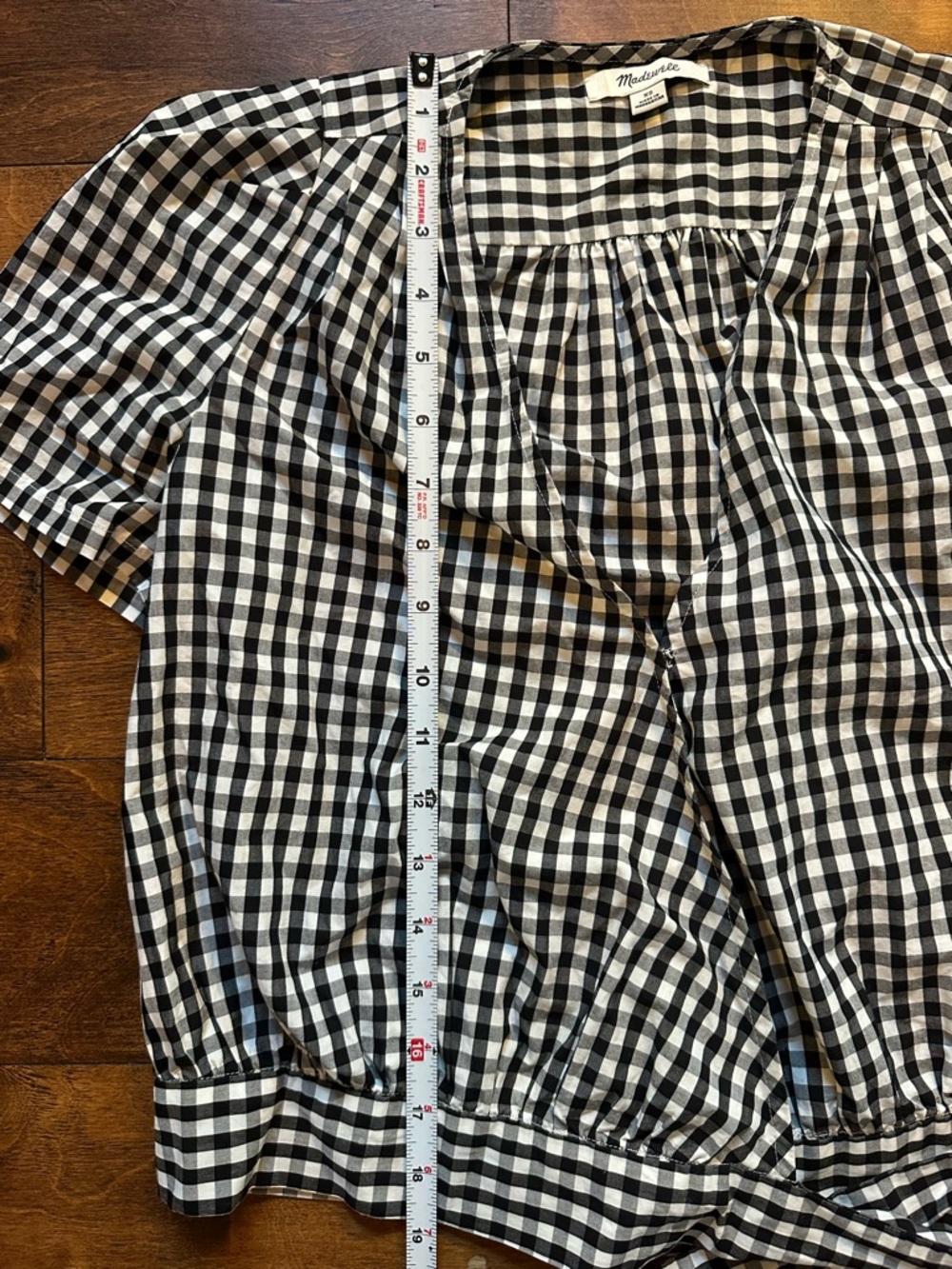 Madewell Black & White Gingham Tie-Front Blouse - Picture 4 of 5
